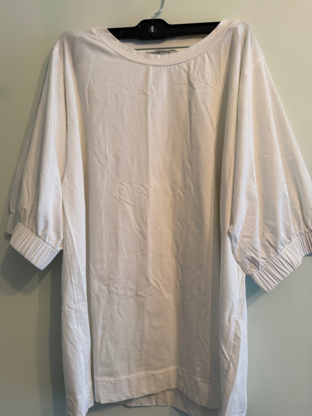 White Oversized Short-Sleeve Tee with Elastic Cuffs